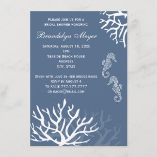 Invitations bleues de Fête de la mariée