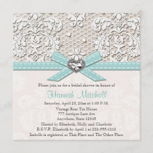 Invitations bleues de Fête de la mariée de diamant