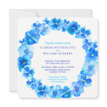 Invitations bleues de mariage de fleur d'aquarelle