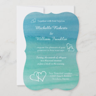 Invitations bleues de mariage de plage d'aquarelle