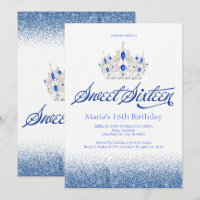 Invitations bleues de sweet sixteen de saphir