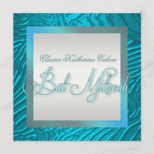 Invitations bleues turquoises de bat mitzvah de