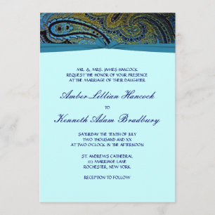 Invitations bleues turquoises de mariage de