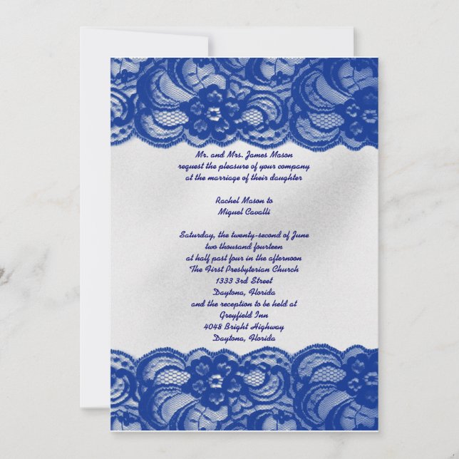 Invitations bleus de dentelle (Devant)