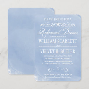 Invitations bleus en pastel de dîner de répétition