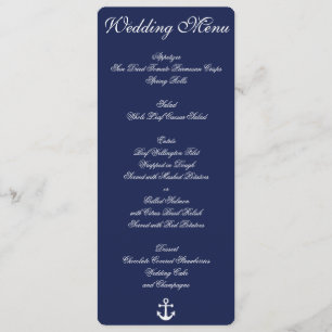Invitations Blue Nautical Wedding Menu Custom