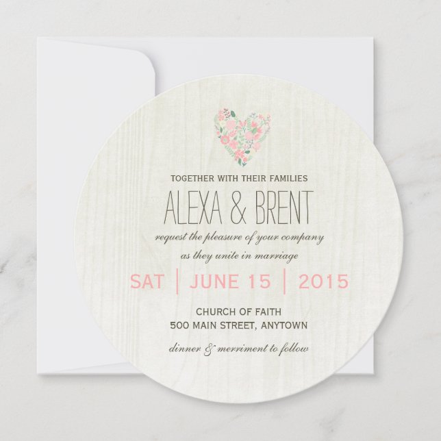 Invitations botaniques lunatiques de mariage (Devant)
