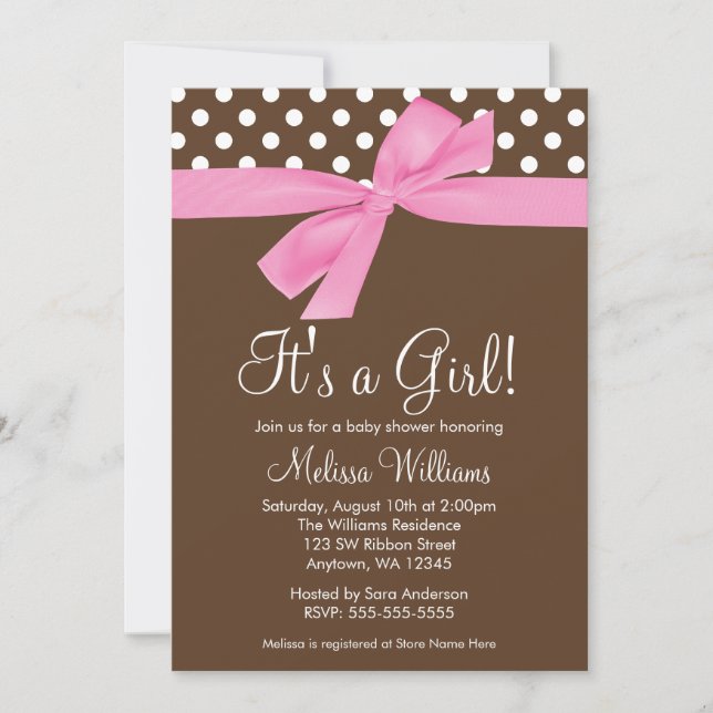 Invitations Brown roses de baby shower de point de (Devant)