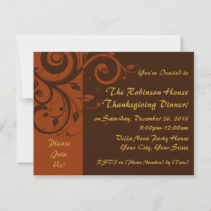 Invitations Brown, Rust Reverse Swirl Fêtes