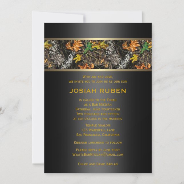 Invitations Camo Bar Mitzvah (Devant)