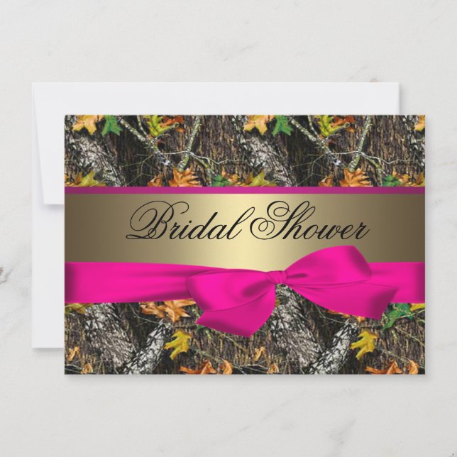 Invitations Camo et douches nuptiales roses (Devant)