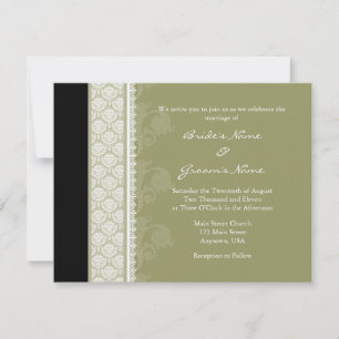Invitations Camo Green One-Side Mariage damassé A2