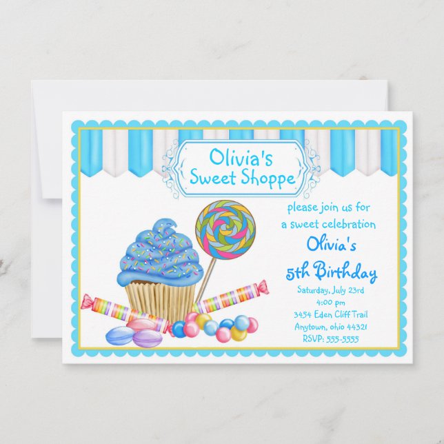 Invitations Candy Cupcake (Devant)