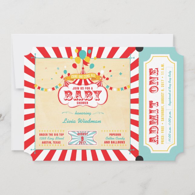 Invitations Carnival Baby Shower (Devant)