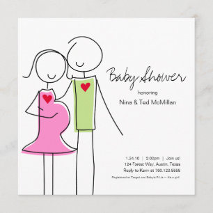 Invitations Carré Coed Baby Shower, 5x5