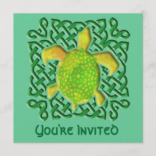 Invitations celtiques vertes de tortue de noeud