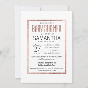 Invitations Chic Faux Rose Gold Baby Shower