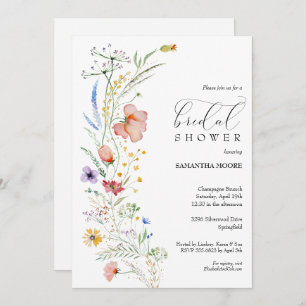 Invitations chic Fleurs sauvages de douche nuptial