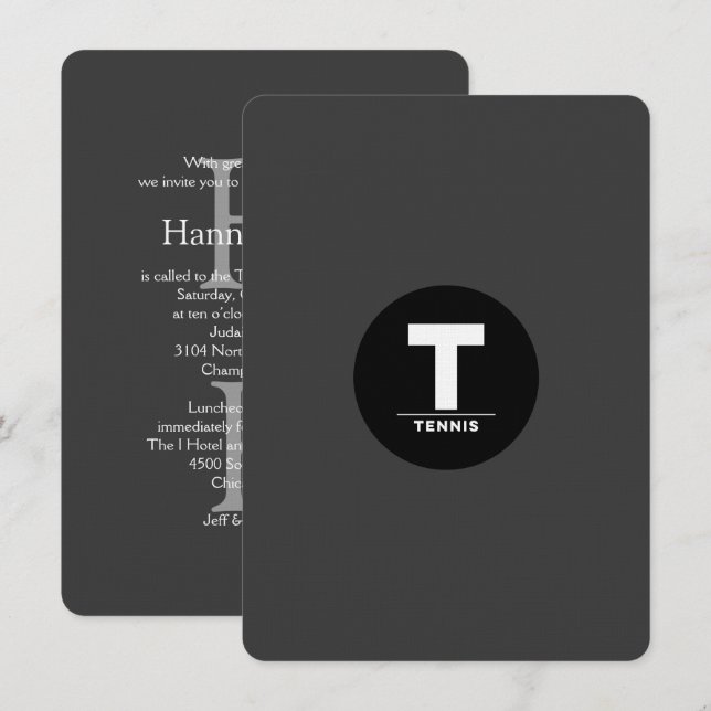 Invitations classiques Bat mitzvah TENNIS Bar (Devant / Derrière)