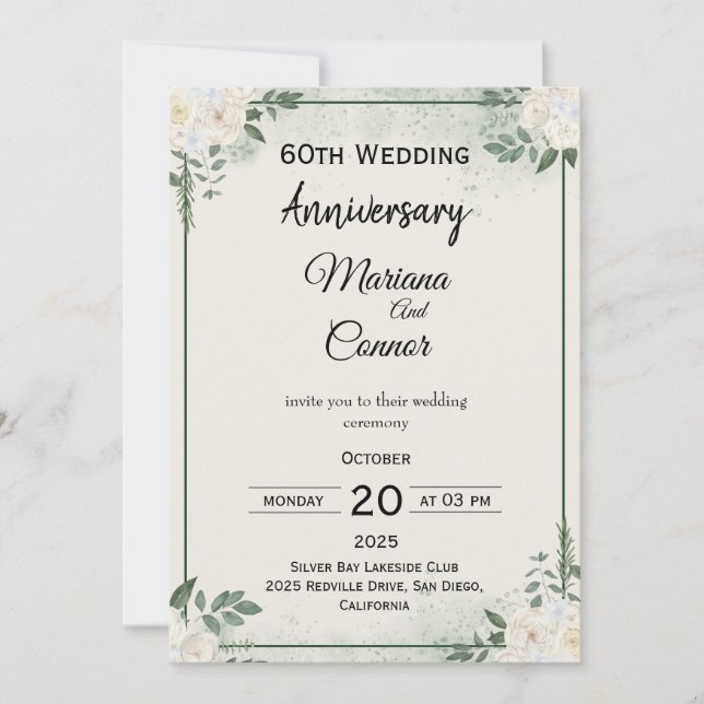 Invitations classiques pour l'anniversaire Mariage (Devant)