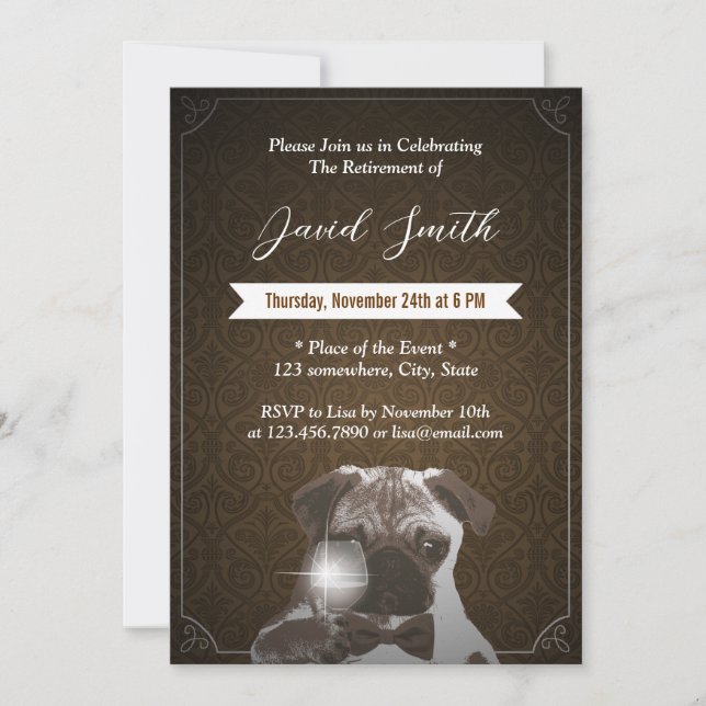 Invitations Classy Carlin & Wine Retirement Party (Devant)