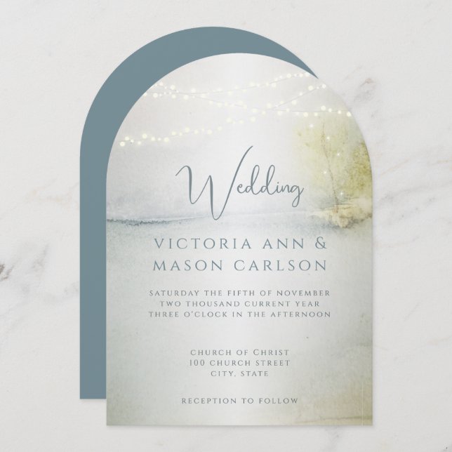 Invitations Coastal Chic Wedding (Devant / Derrière)
