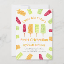 Invitations Colorées Summer Popsicle Party
