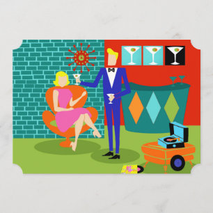 Invitations Conduites Retro Martini personnalisabl