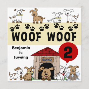 Invitations customisées d'anniversaire de chiot