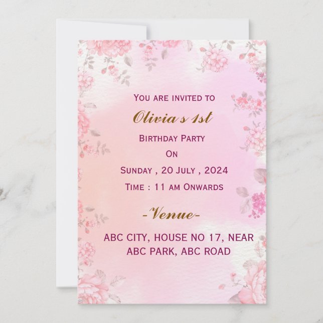 Invitations d'anniversaire (Devant)