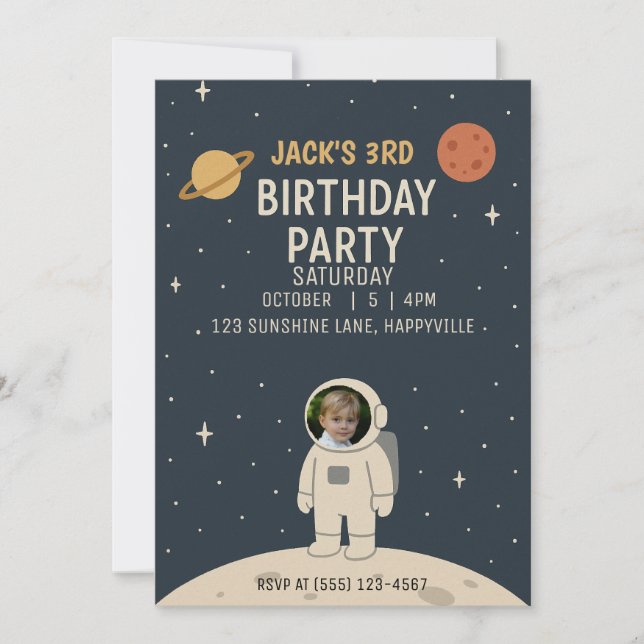invitations d'anniversaire astronaute garçon (Devant)