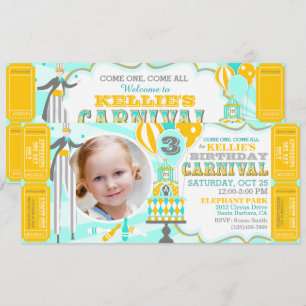 Invitations d'anniversaire au gâteau de carnaval