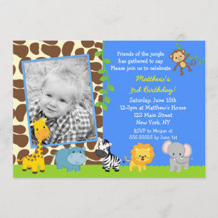 Invitations d'anniversaire au zoo de la Jungle Saf