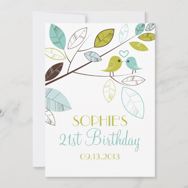 Invitations d'anniversaire aux oiseaux de Lovebird (Devant)