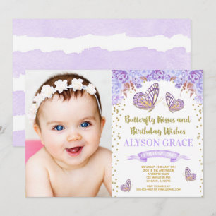 Invitations d'anniversaire aux papillons, photo en