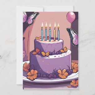 Invitations d'anniversaire aux papillons violets