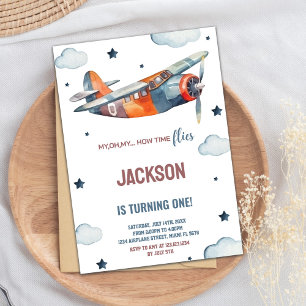 Invitations d'anniversaire d'avion orange