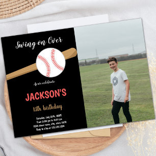Invitations d'anniversaire de baseball avec photo