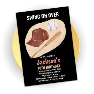Invitations d'anniversaire de baseball Brown léger