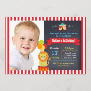 Invitations d'anniversaire de Bigtop de lion de