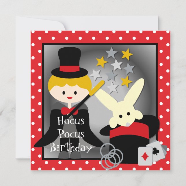 Invitations d'anniversaire de Blond Boy Hocus Pocu (Devant)