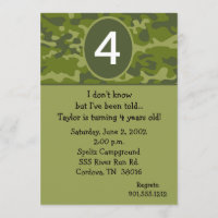 Invitations d'anniversaire de Camoflauge