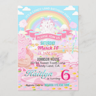 Invitations d'anniversaire de Candy Land