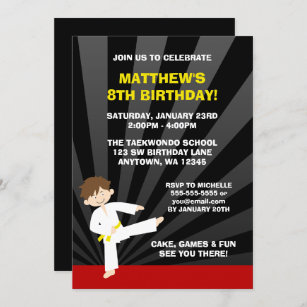 Invitations Faire Part Cartes Anniversaire Karate Zazzle Ch