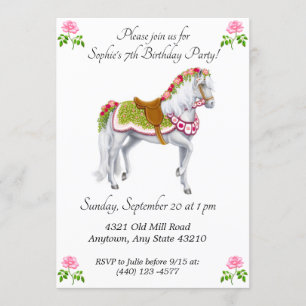 Invitations d'anniversaire de cheval de Rose