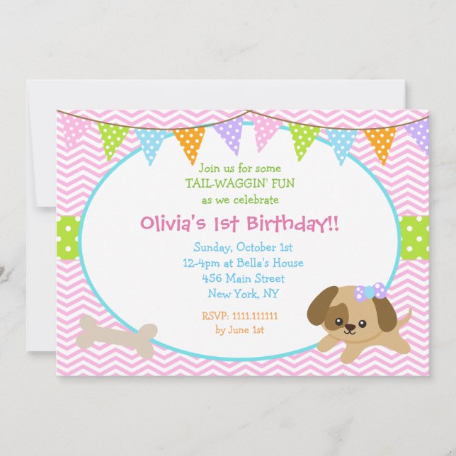 Invitations d'anniversaire de Chien de Chien de Ch (Devant)