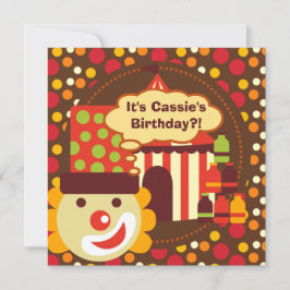 Invitations d'anniversaire de cirque de clown et