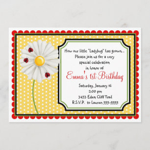 Invitations d'anniversaire de coccinelle et de
