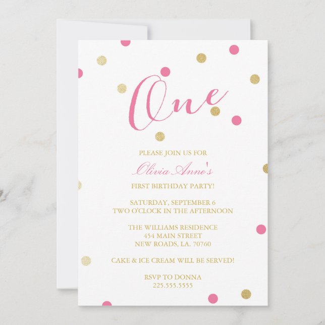 Invitations d'anniversaire de confettis de parties (Devant)