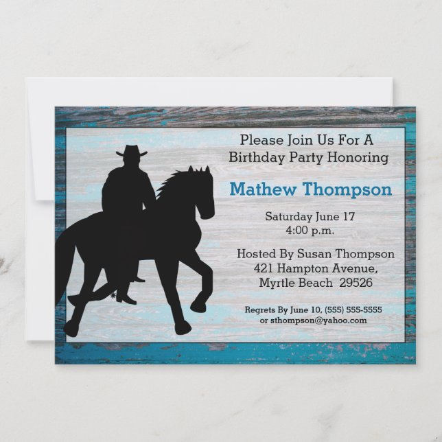Invitations d'anniversaire de Cowboy (Devant)
